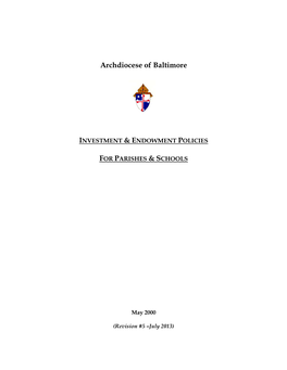 Archdiocesan Investment Policies and Options