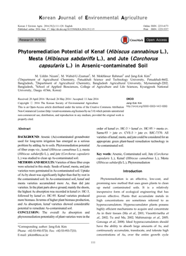 Phytoremediation Potential of Kenaf (Hibiscus Cannabinus L.), Mesta (Hibiscus Sabdariffa L.), and Jute (Corchorus Capsularis L.) in Arsenic-Contaminated Soil