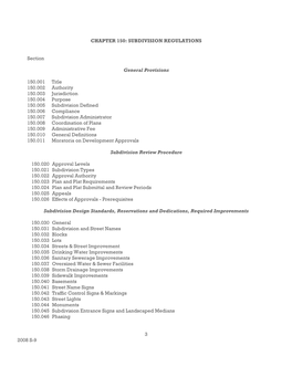 SUBDIVISION REGULATIONS Section General Provisions