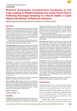 Bilateral Atraumatic Compartment Syndrome of the Legs Leading to Rhabdomyolysis and Acute Renal Failure Following Prolonged Kneeling in a Heroin Addict