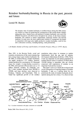 Reindeer Husbandry/Hunting in Russia in the Past, Present and Future