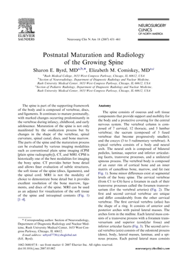 Postnatal Maturation and Radiology of the Growing Spine Sharon E