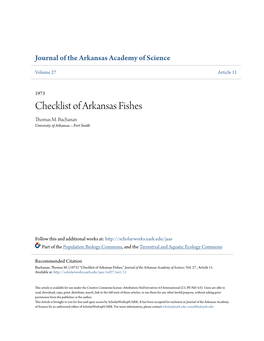 Checklist of Arkansas Fishes Thomas M