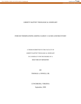 Forced Terminations Among Clergy: Causes and Recovery