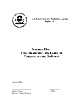 Navarro River Total Maximum Daily Loads for Temperature and Sediment