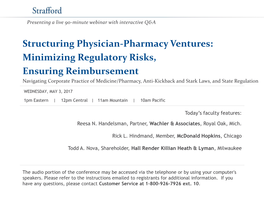 Structuring Physician-Pharmacy Ventures