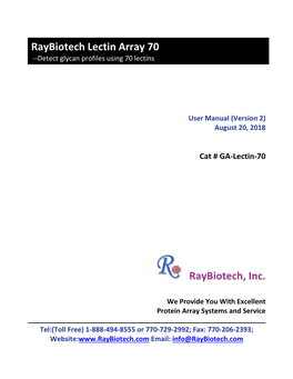 Raybiotech Lectin Array 70 --Detect Glycan Profiles Using 70 Lectins