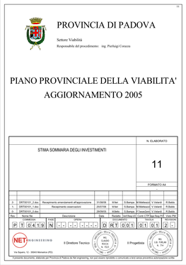 Provincia Di Padova Piano Provinciale Della Viabilita