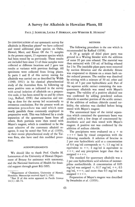 A Survey for Alkaloids in Hawaiian Plants, III