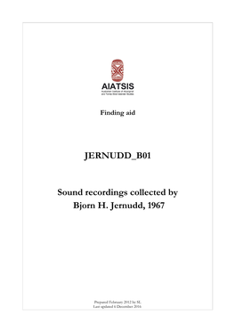 JERNUDD B01 Sound Recordings Collected by Bjorn H. Jernudd, 1967