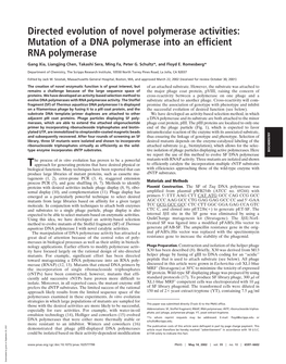 Mutation of a DNA Polymerase Into an Efficient RNA Polymerase