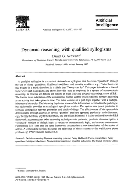 Artificial Intelligence Dynamic Reasoning with Qualified Syllogisms