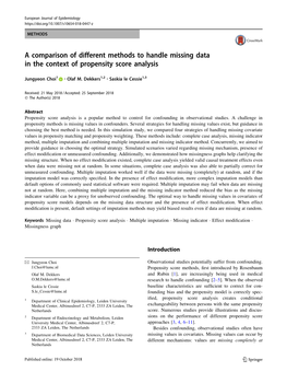 A Comparison of Different Methods to Handle Missing Data in the Context of Propensity Score Analysis