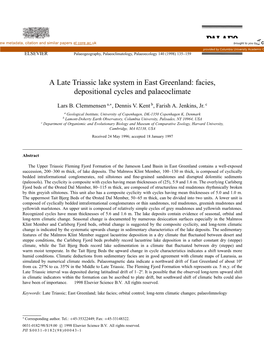 A Late Triassic Lake System in East Greenland: Facies, Depositional Cycles and Palaeoclimate