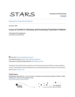 Locus of Control in Voluntary and Involuntary Psychiatric Patients