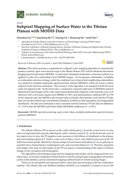 Subpixel Mapping of Surface Water in the Tibetan Plateau with MODIS Data