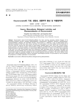 Oxyresveratrol의 기원, 생합성, 생물학적 활성 및 약물동력학