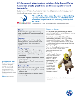 HP Converged Infrastructure Solutions Help Dreamworks Animation