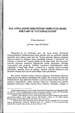 İLK ATİNA Deniz BİRLİGİNDE TRİBUTUM /HARÇ MİKTARI VE VATANDAŞ SAYISI*