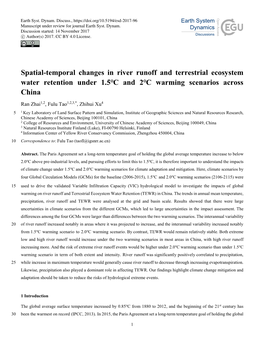Spatial-Temporal Changes in River Runoff and Terrestrial Ecosystem Water Retention Under 1.5℃ and 2℃ Warming Scenarios Across China