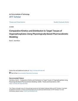 Comparative Kinetics and Distribution to Target Tissues of Organophosphates Using Physiologically-Based Pharmacokinetic Modeling