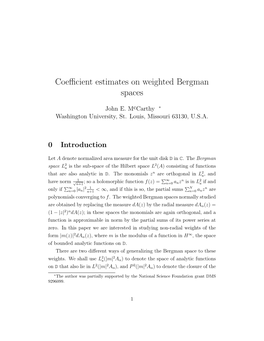 Coefficient Estimates on Weighted Bergman Spaces