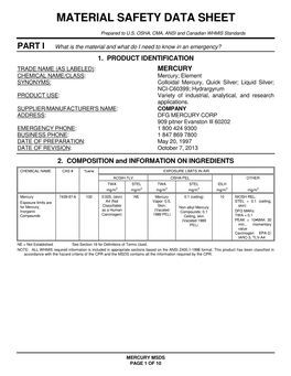 Material Safety Data Sheet