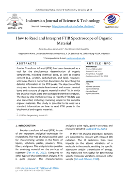 How to Read and Interpret FTIR Spectroscope of Organic Material