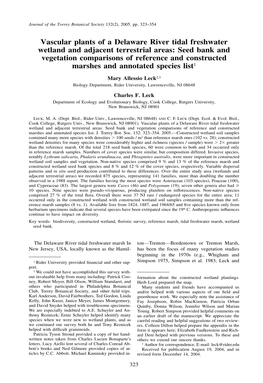 Vascular Plants of a Delaware River Tidal Freshwater