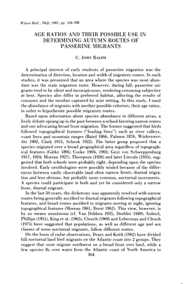 Age Ratios and Their Possible Use in Determining Autumn Routes of Passerine Migrants