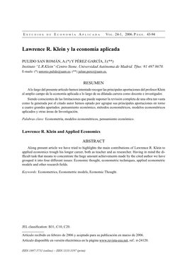 Lawrence R. Klein Y La Economía Aplicada