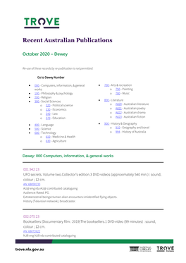 Recent Australian Publications