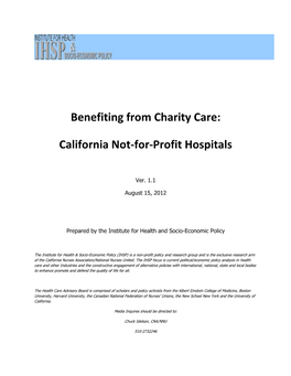 Benefiting from Charity Care: California Not-For-Profit Hospitals