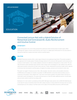 EDUCATION Connected Lecture Hall with a Hybrid Solution of Networked