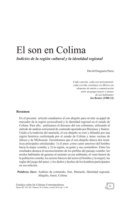 El Son En Colima Indicios De La Región Cultural Y La Identidad Regional