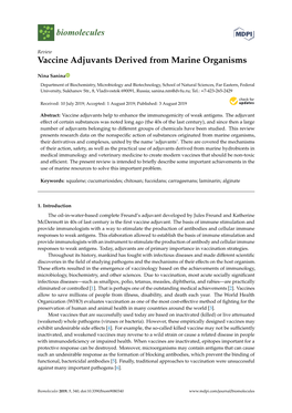 Vaccine Adjuvants Derived from Marine Organisms