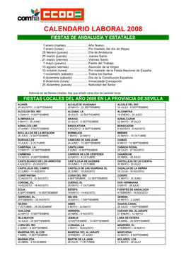 Calendario Laboral De Sevilla 2008
