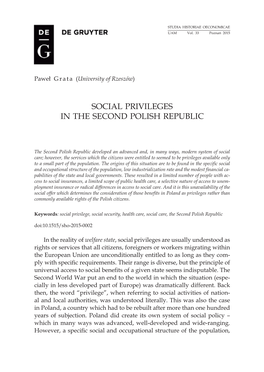 Social Privileges in the Second Polish Republic