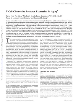 Aging T Cell Chemokine Receptor Expression In