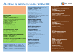 Åbent Hus Og Orienteringsmøder 2019/2020