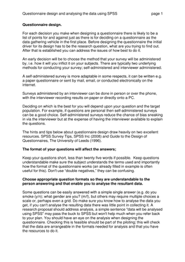Questionnaire Analysis Using SPSS
