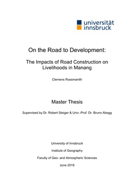 The Impacts of Road Construction on Livelihoods in Manang