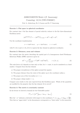 ASSIGNMENTS Week 4 (F. Saueressig) Cosmology 13/14 (NWI-NM026C) Prof