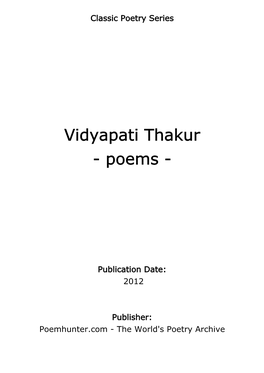 Vidyapati Thakur - Poems