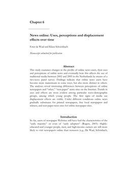 Chapter 6 News Online: Uses, Perceptions and Displacement