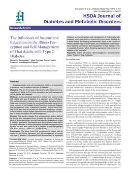 Ception and Self-Management of Thai Adults with Type 2 Diabetes