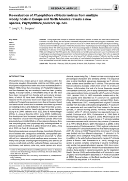 Re-Evaluation of Phytophthora Citricola Isolates from Multiple Woody Hosts in Europe and North America Reveals a New Species, Phytophthora Plurivora Sp