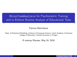 Shinyitemanalysis for Psychometric Training and to Enforce Routine Analysis of Educational Tests