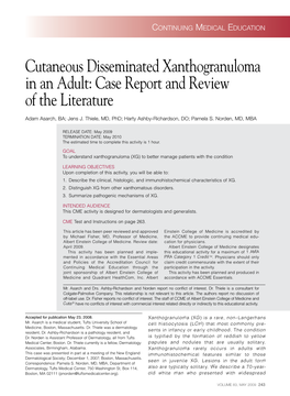 Cutaneous Disseminated Xanthogranuloma in an Adult: Case Report and Review of the Literature