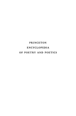 Princeton Encyclopedia of Poetry and Poetics